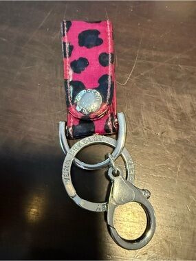 Vera Bradley Hot Pink and Black Leopard Key Holder with Silver Hardware